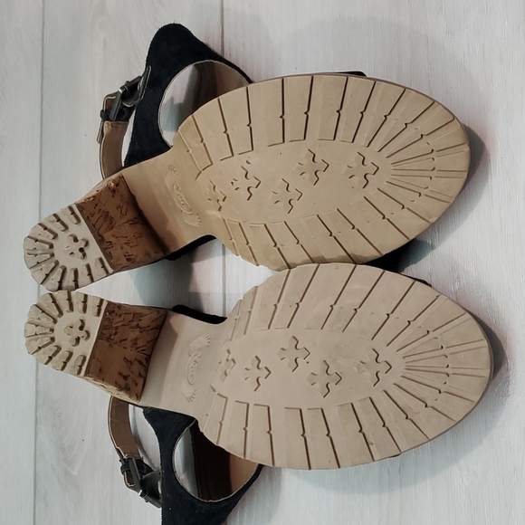 Von Dutch Womens Twotimer Leather Ankle Cork Block Heels shoes sz 7.5M - Picture 9 of 14